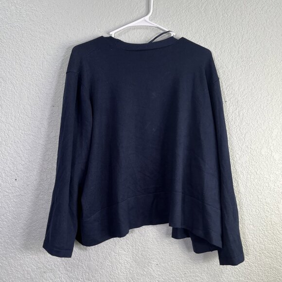 Lane Bryant Open Front Cardigan Womens Sz 26/28 Navy Drape Ribbed Preppy Career - Picture 3 of 6